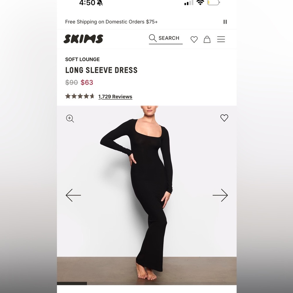 Black Square Neck Long Sleeve dress
